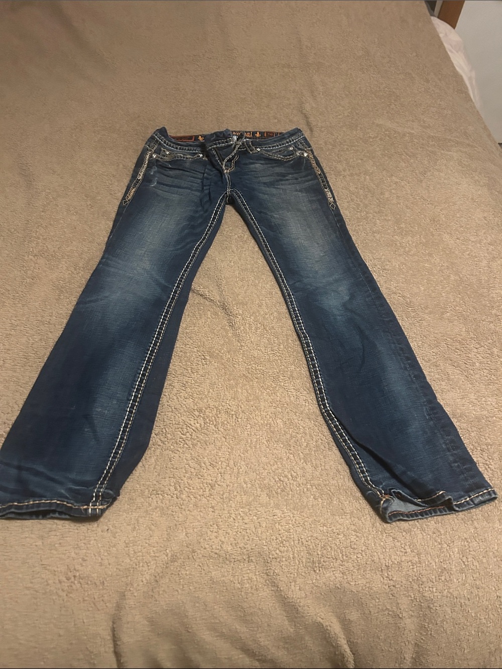 Rock Revival Faded Dark Blue Boot-Cut Jeans